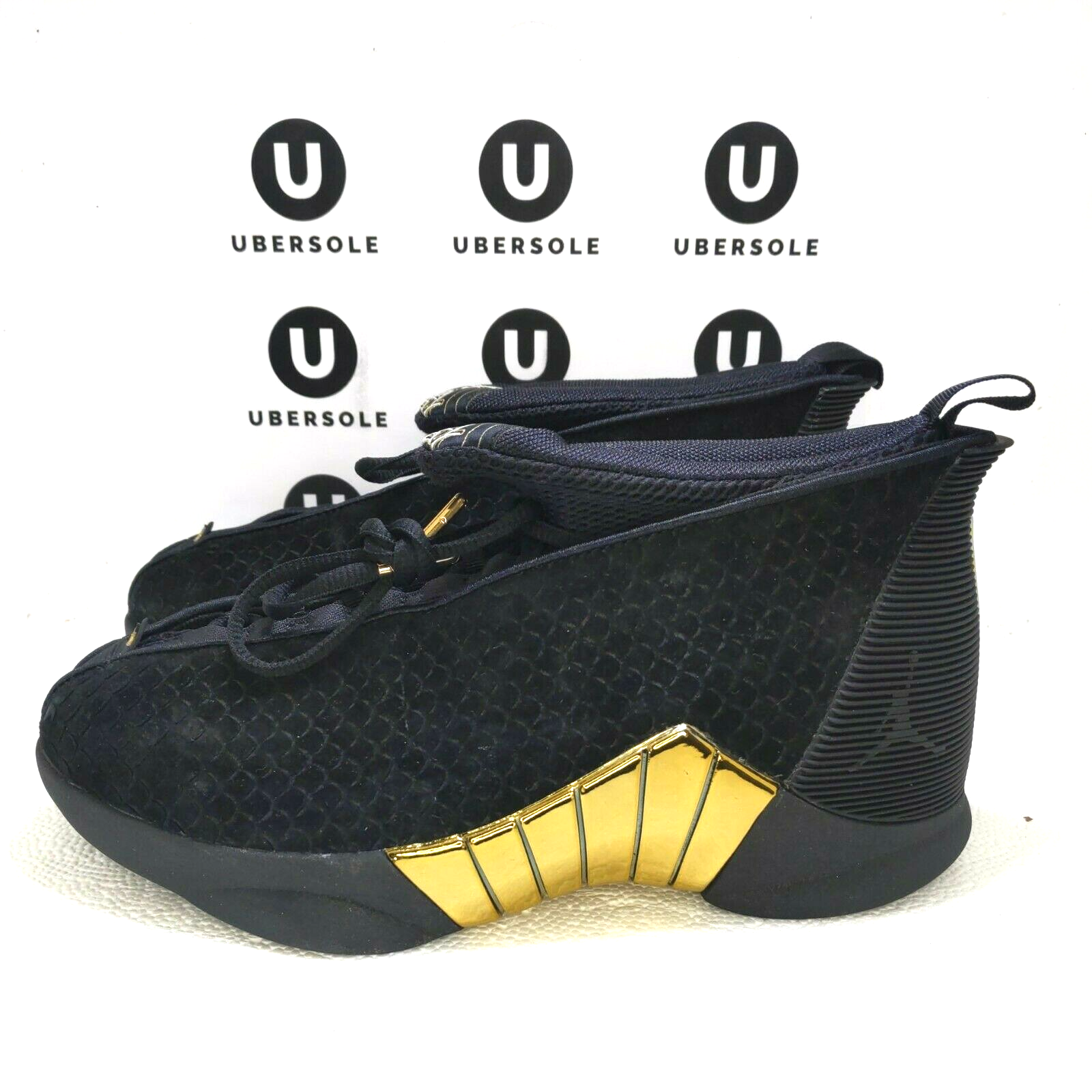 New Jordan 15 DB GS QS PRM BV7110 017 Black Gold Youth 6.5y