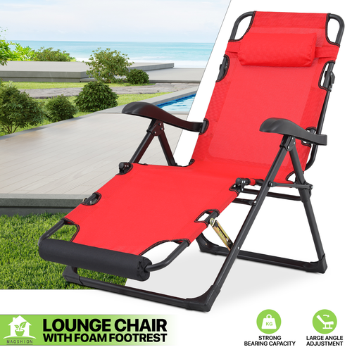 Red Zero Gravity Chair Adjustable Folding Patio Lounge Chair Outdoor Camping Cot