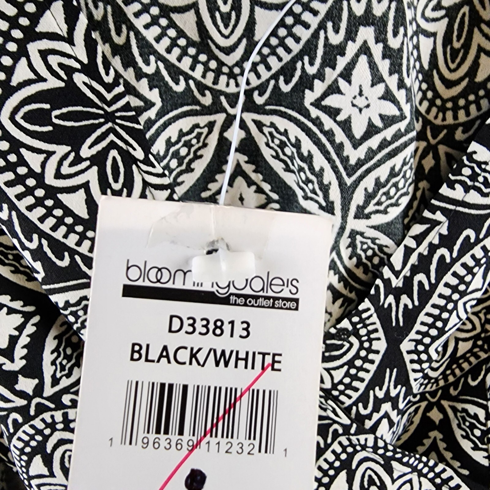 Japna Faux Wrap Printed Cropped Tie Front Top Women's S Black/White V-Neck L/S - Picture 5 of 11