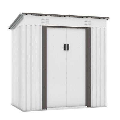 6'x4' Outdoor Storage Shed Metal Tool Shed Lockable Door for Garden Backyard