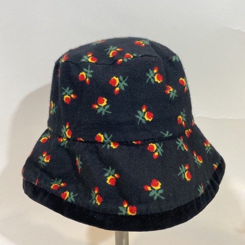 VTG 90s Old Navy Girls Medium Bucket Hat Reversible Velvet Floral Hipster