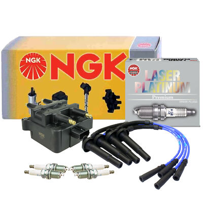 NGK DIS Ignition Coil Wires & 4 Laser Platinum Spark Plugs Kit For Subaru 2.5 H4