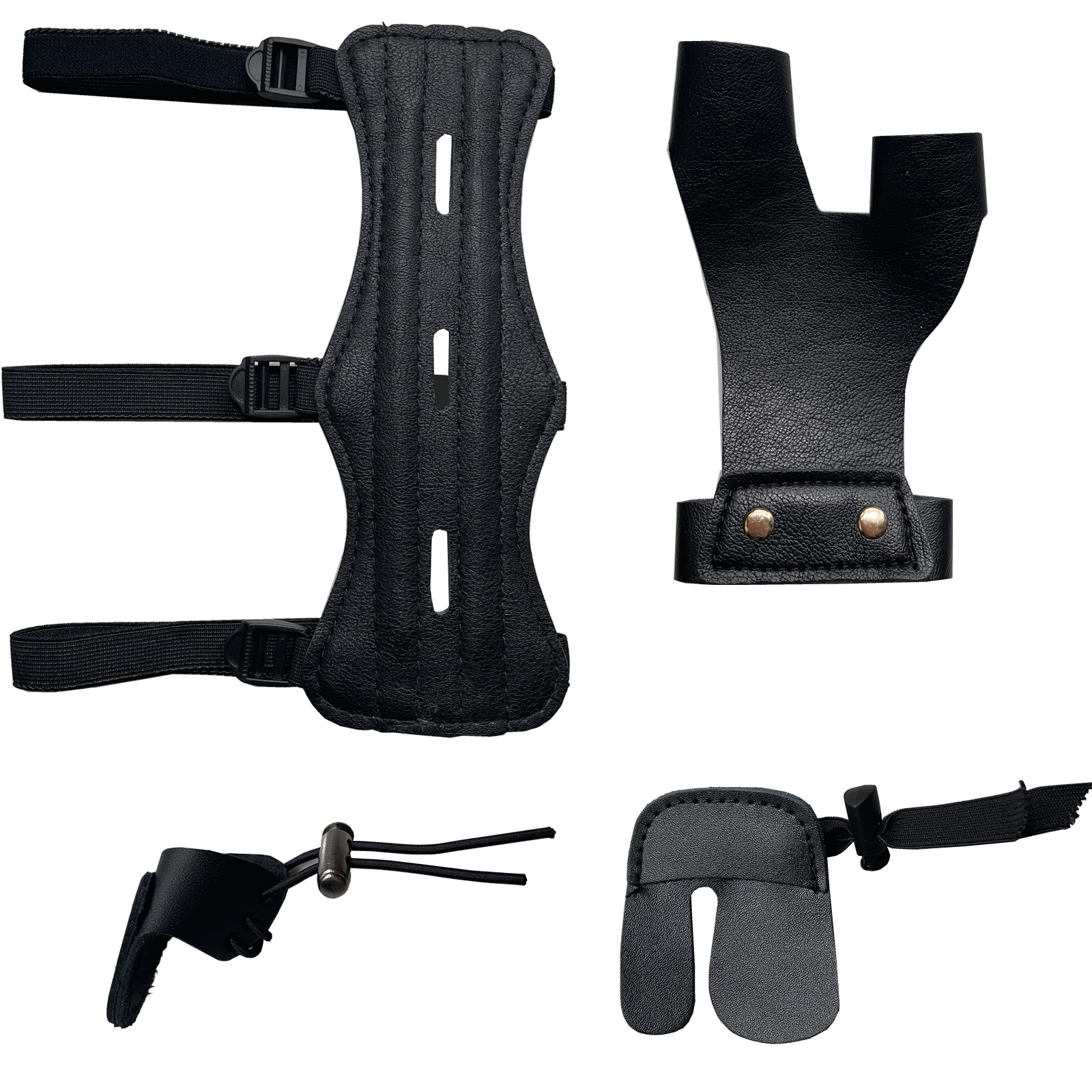 PU Leather Archery Arm Guard Hand Protector Finger Tab Compound Bow Hunting