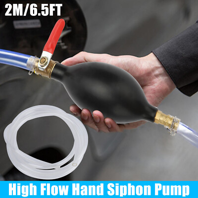 Portable Gas Transfer Siphon Pump Gasoline Hose Oil Water Fuel Petrol Hand Pump