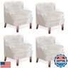 Tudomro 4 Pcs Outdoor Plastic Chair Cover Waterproof Armchair Clear Dust Proof Plastic Couch Cover for Furniture Sofa Chair Couch Recliner Furniture Storage and Moving, 37 x 30 x 30 Inch