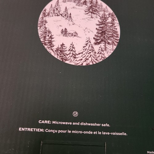 NEW S/4 Pottery Barn Rustic Forest Winter DINNER Round Plate deer stag CABIN