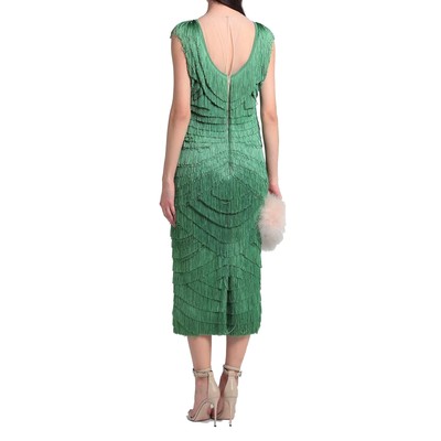 Pre-owned Dolce & Gabbana Fringed Midi Dress In Green