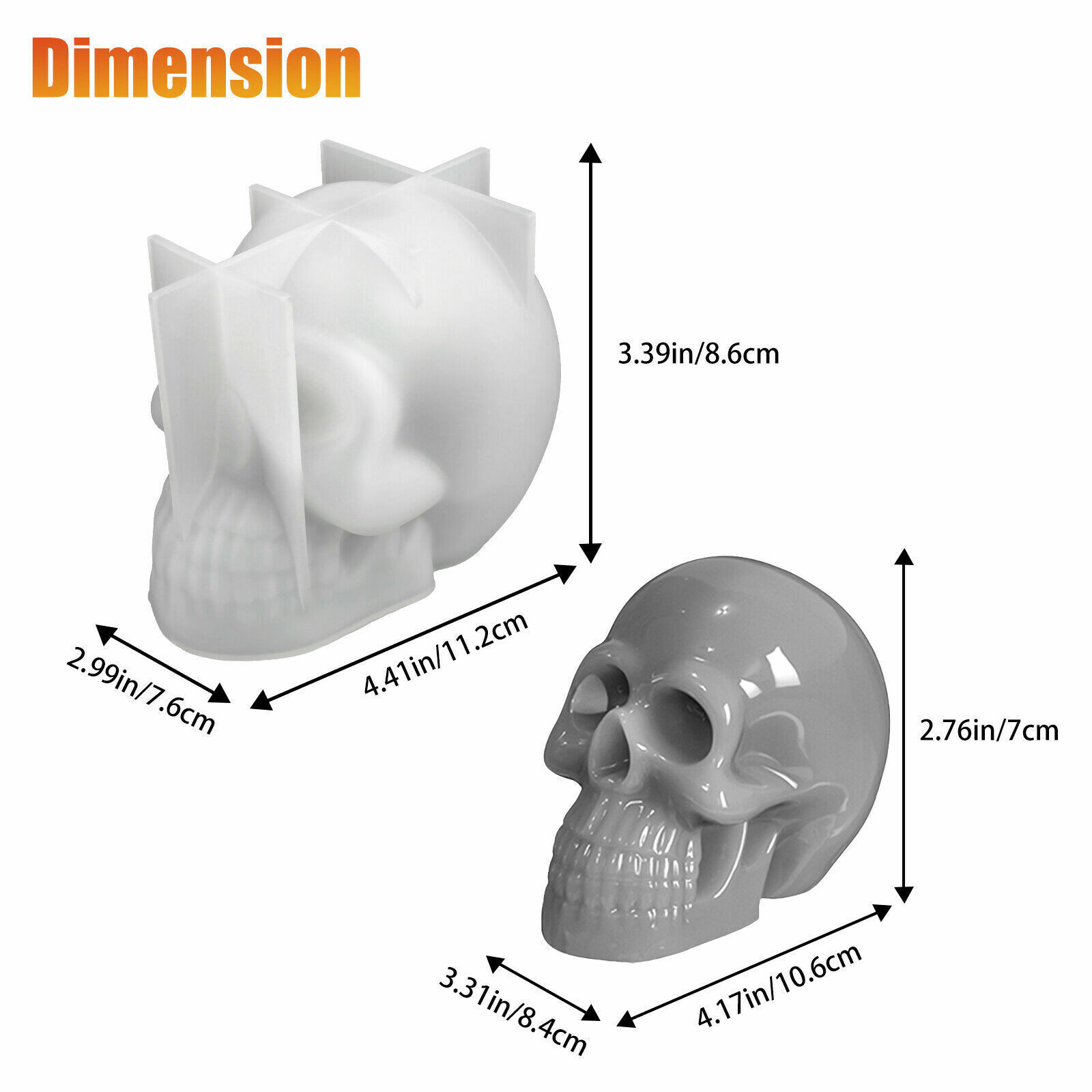 DIY 3D Silicone Resin Casting Mold Skull Head Halloween  Mould Tool Epoxy Craft