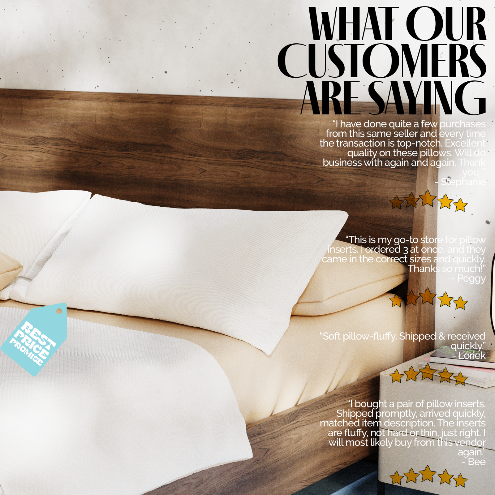 Down Alternative King Standard Queen Bed Pillows Hypoallergenic USA Made 4-Pack