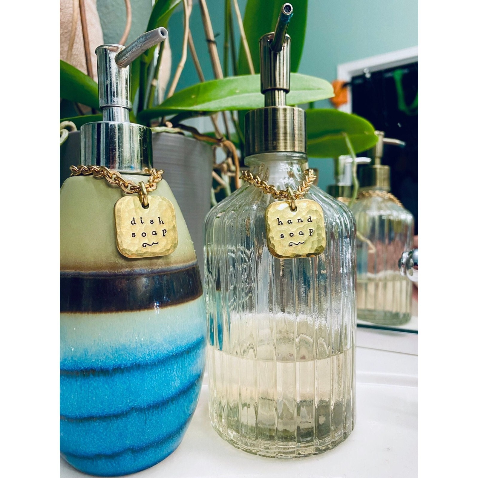 Dispenser Labels Hand-stamped Highest Quality Brass Lotio