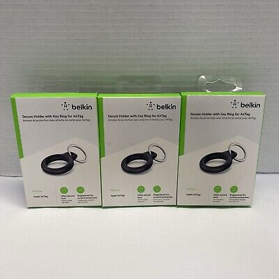 NEW [LOT OF 3] BELKIN Secure Holder with Key Ring for Apple Airtag, Black, NIB