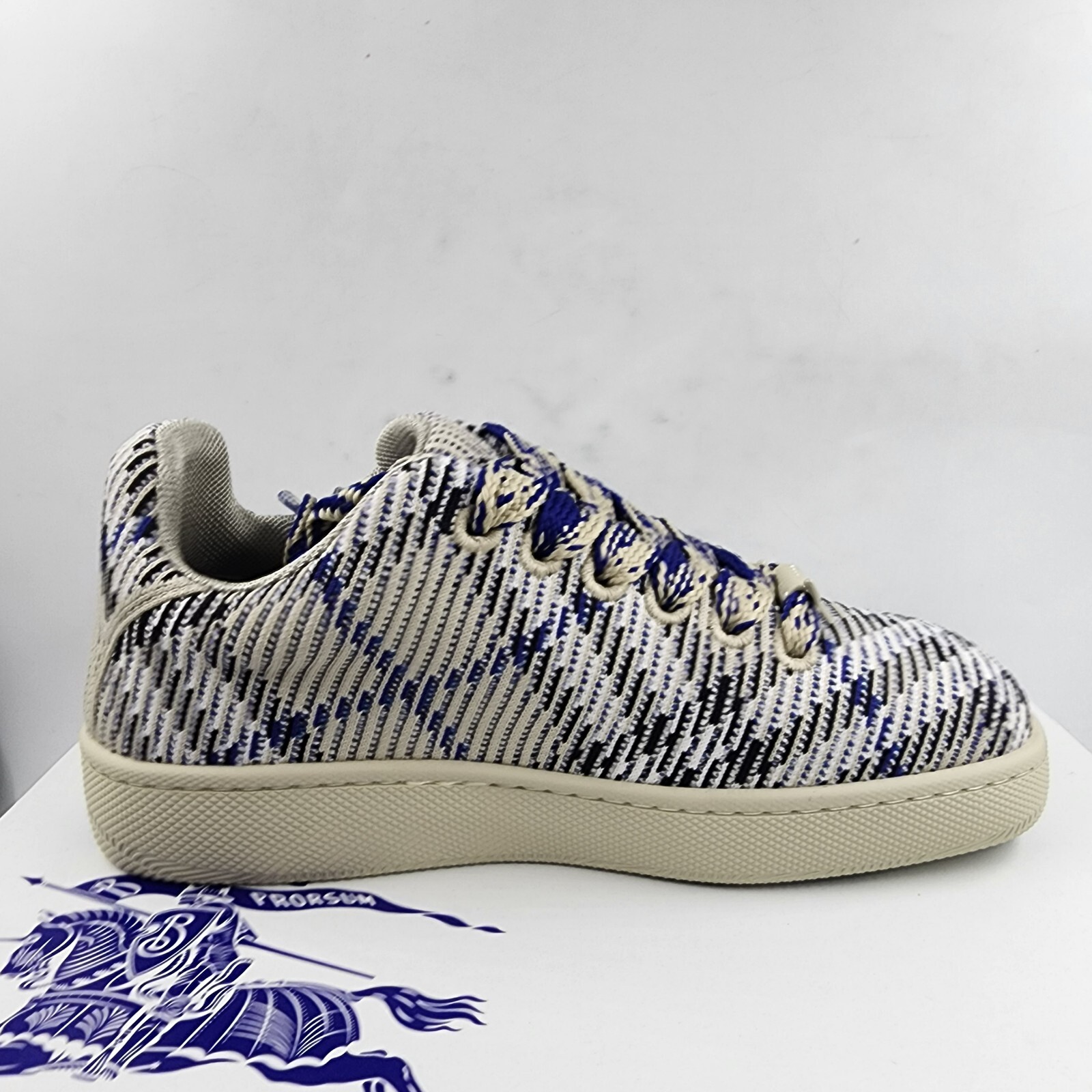 Burberry Check Knit Low Top Sneakers Men's 41/8US Lichen Multi Lace Up Closure - Picture 10 of 19
