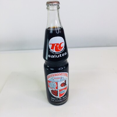 Royal Crown Cola 1975 Salutes Blossomtime Festival 16oz Unopened RC Bottle MI
