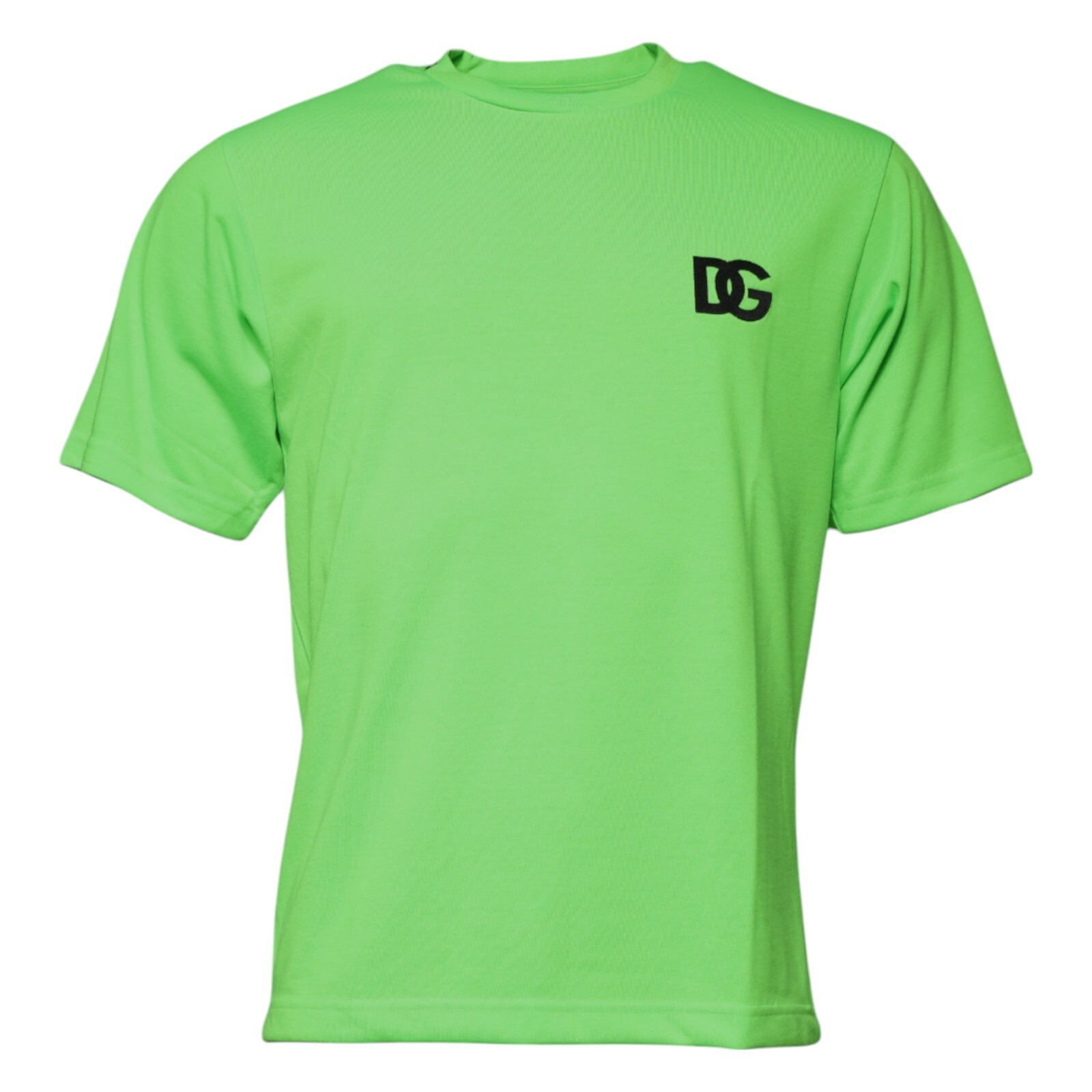 DOLCE & GABBANA T-shirt Green Logo Polyester Crew Neck Men IT44/US34/XS 600usd
