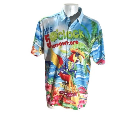 Hardaddy Camisa Hawaiana Grande It's 5 o' Clock Somewhere Loros Palmeras Waves
