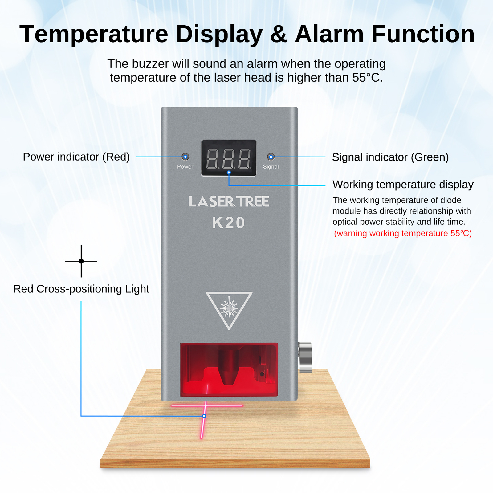Laser Module 20W Optical Power Laser Engraver Module Head with Air Assistance