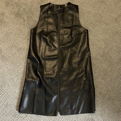 Bagatelle Collection Jacket Womens Size Large Faux Leather Open Front Black Long