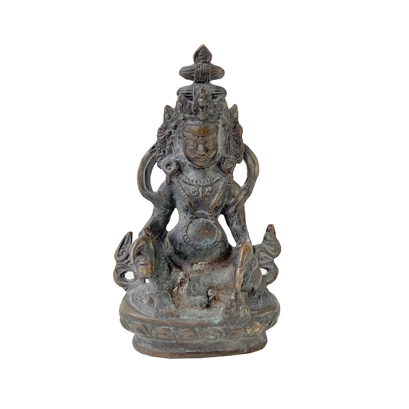 Distressed Marks Bronze Color Metal Zambala Fortune Deity Statue ws2408S Distressed Marks Bronze Color Metal Zambala Fortune Deity Statue ws2408S