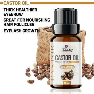 100% Pure Organic Castor Oil for Eyelashes Eyebrows Hair Growth Cold Pressed