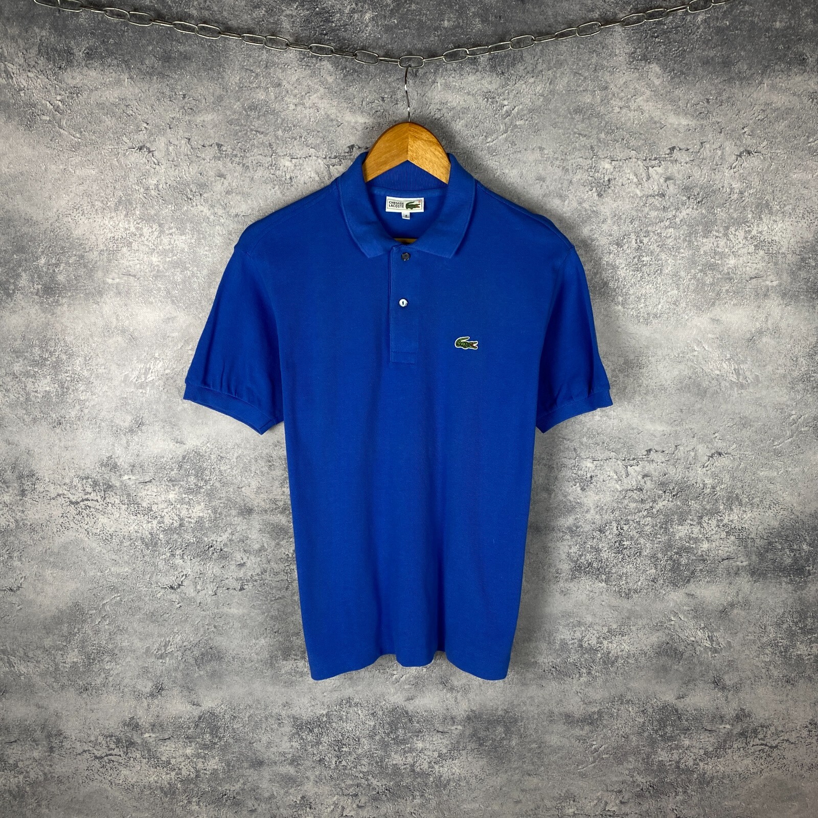 Men's Vintage Chemise Lacoste Polos Short Sleeve Blue Cotton