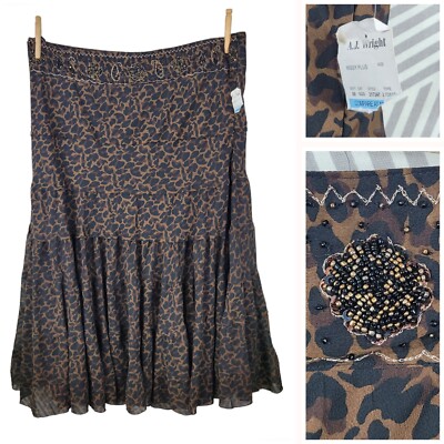NEW Skirt Mini Dress Plus Size 20 20W midi Tiered Leopard Bead Alt Y2K Vintage