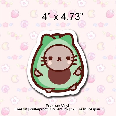 Avocado Cat Kawaii Smol Cat Kitty Vinyl Decal Sticker Funny Cute Car Sticker