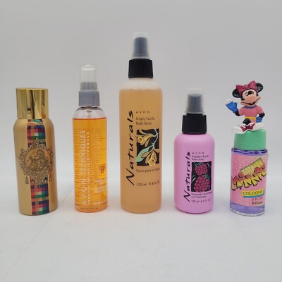 Vintage Avon Perfume Body Spray Lot Of 5 Naturals Technique Minnie Mouse Garland