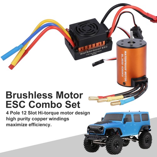 Brushless Motor Waterproof 3650 4300KV Upgrade w/ 60A ESC Combo for 1:10 RC Car
