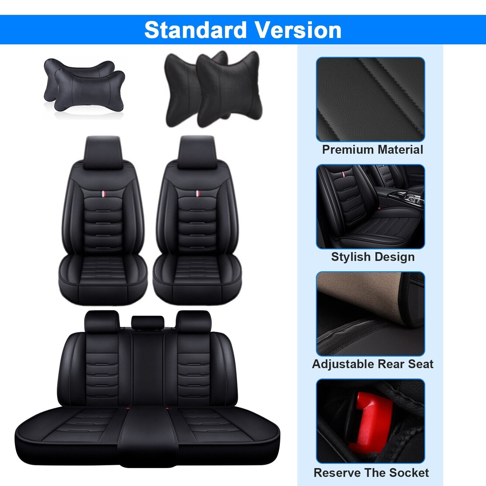 For Hyundai Elantra/Tucson/Sonata/Accent Leather Car Seat Cover Full Set Cushion