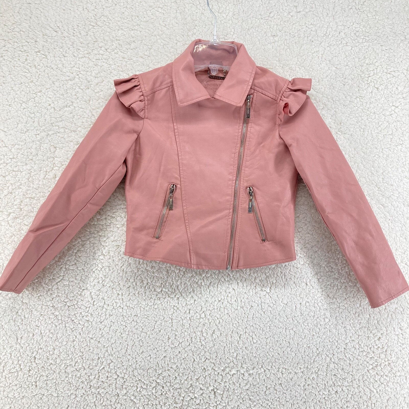 ジャケット・アウター juju JuJu Womens Juniors Sz M Baby Pink Faux Leather Biker Style