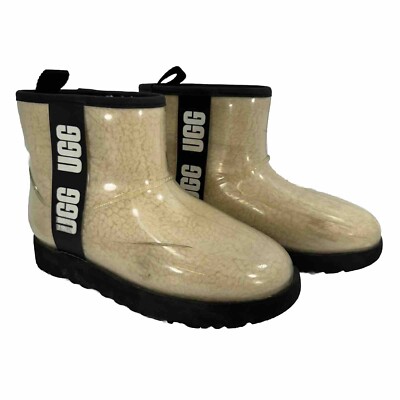 UGG Women's Classic Clear Mini 1113190 Cream Rain Boots Size 7