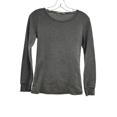 Active USA Women's Ribbed Long Sleeve Top Gray Size Medium