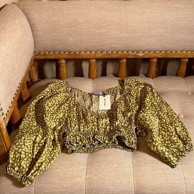 Pre-owned Matteau ??? |  Shirred Scoop Blouse | Spring Daisy ??? In Green