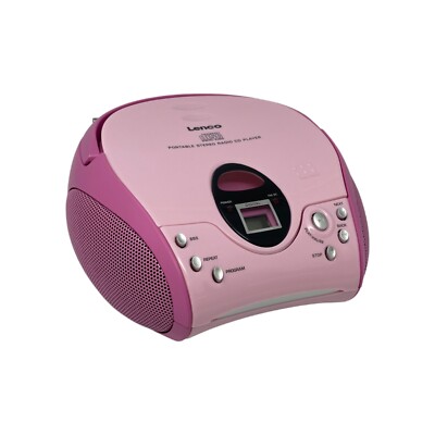 Lenco SCD-24 Stereo UKW-Radio CD Player Spieler Teleskopantenne Kinder Rosa