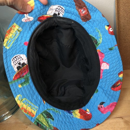 Vans Bucket Hat Blue Skulls Parrots Pink Flamingos Cactus Colorful Graphic FUNKY