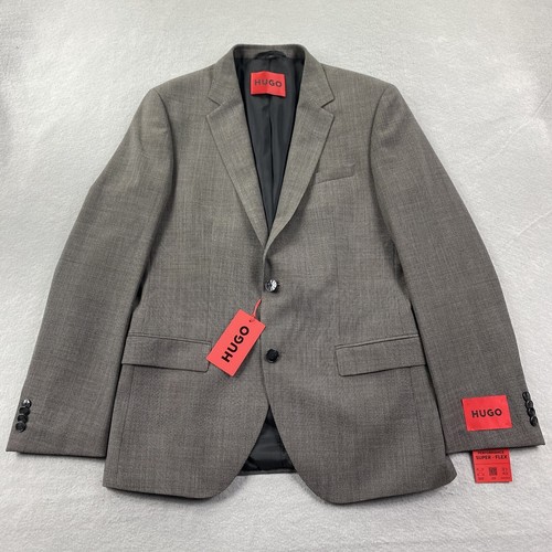 HUGO BOSS ノーカラージャケット 32 BOSS - ノーカラー レザージャケット スリムフィット - ブラック