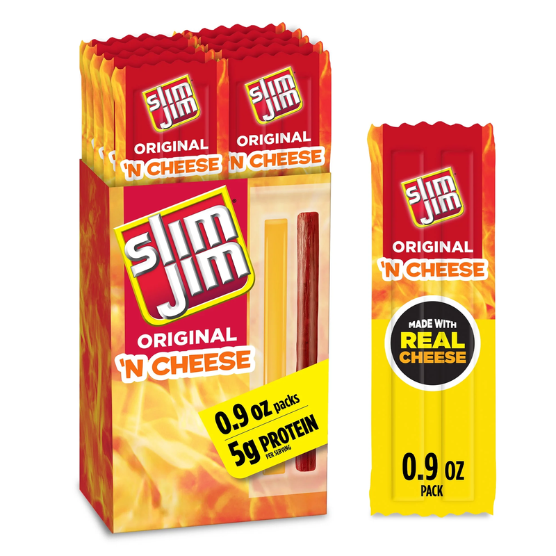 Beef 'N Cheese Smoked Meat Sticks, Original Flavor, 5G Protein per Ser