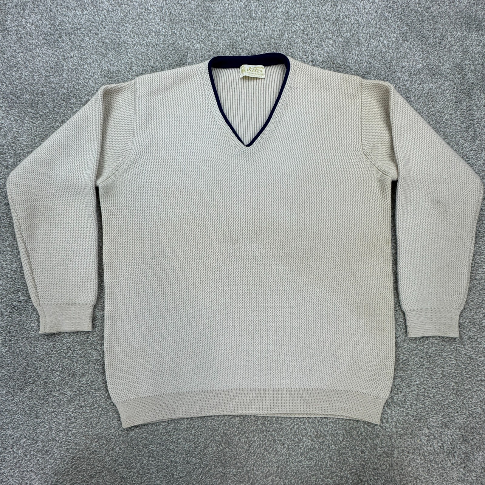 60s〜 vintage Vネックニット　virgin wool100% 60s～ Sears TRADITIONAL COLLECTION V-Neck Green Mohair Wool