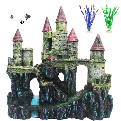 Aquarium Resin Castle Decoration Fish Tank Driftwood Castle Cave Hideouts Hou...