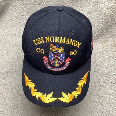USS Normandy CG60 Cap Hat Embroidered Strapback Adjustable Flag Eggs Made in USA