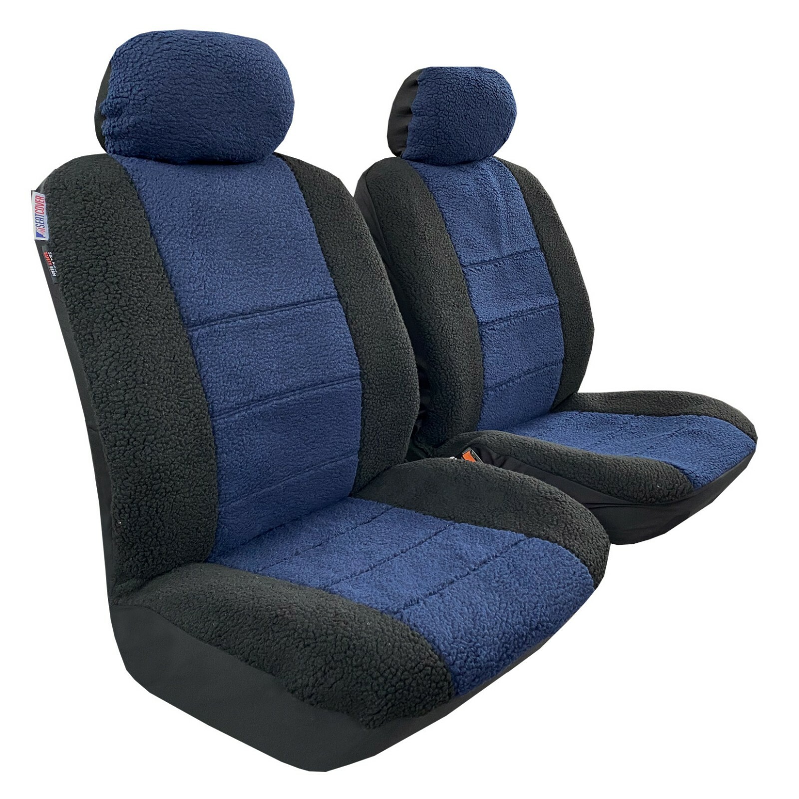 For Silverado 1500 Front Seat Covers Navy Blue Black Soft Warm Faux Sheepskin