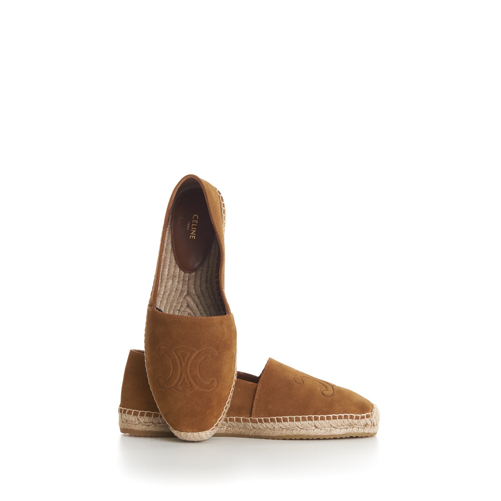 Pre-owned Celine 730$ Men's Espadrilles - Havana Brown Suede, Triomphe Monogram