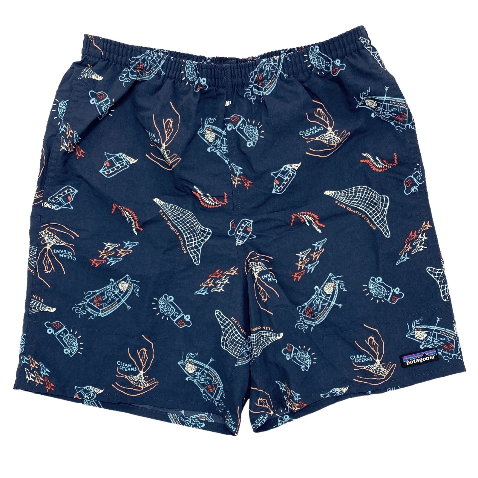 

Patagonia Baggies Longs 7-дюймовые шорты с внутренним швом - Clean Currents / Tidepool Blue, Синий