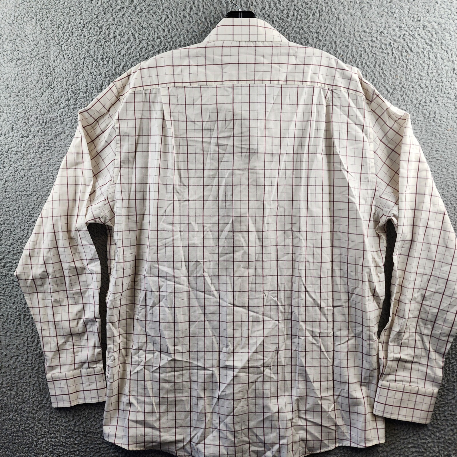Scott Barber Check Wool Blend Button-Up Shirt Men's XL Beige/Burgundy Collared - Picture 14 of 16