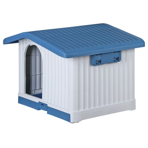 35" Plastic Dog House Puppy Shelter Kennel w/ Liftable Roof & Detachable base 