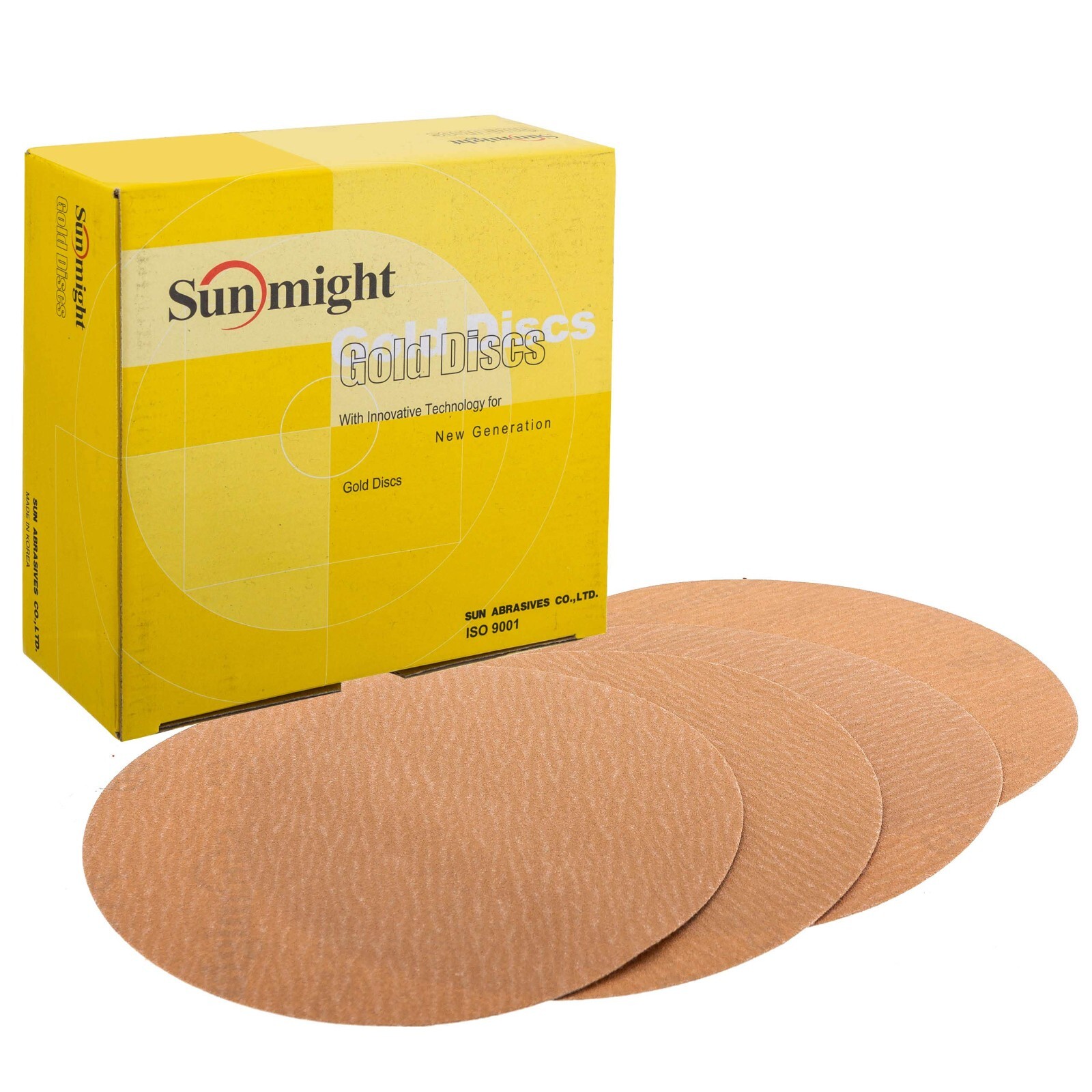 Sunmight Gold Hook & Loop 6" DA Abrasive Sandpaper (40-1000 Grit) 50/Box