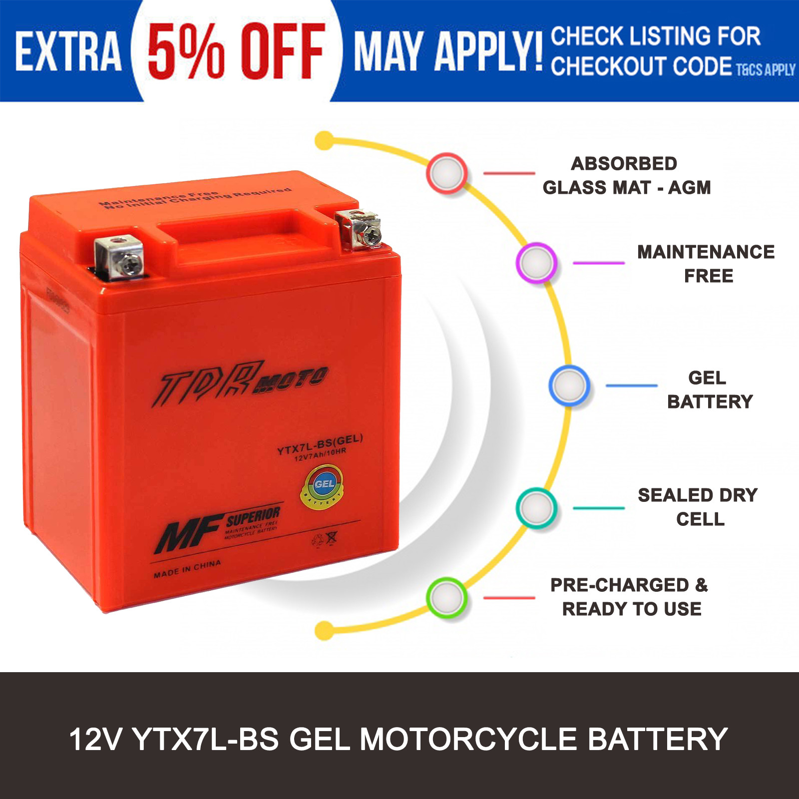 12V 7Ah Motorcycle YTX7LBS GEL Battery for Yamaha YZFR3 R3 2015 eBay