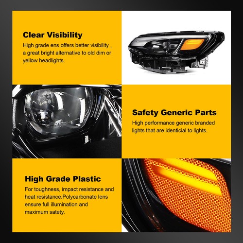 For 2019-2023 JEEP CHEROKEE Black Housing LED DRL Headlights Assembly Left+Right