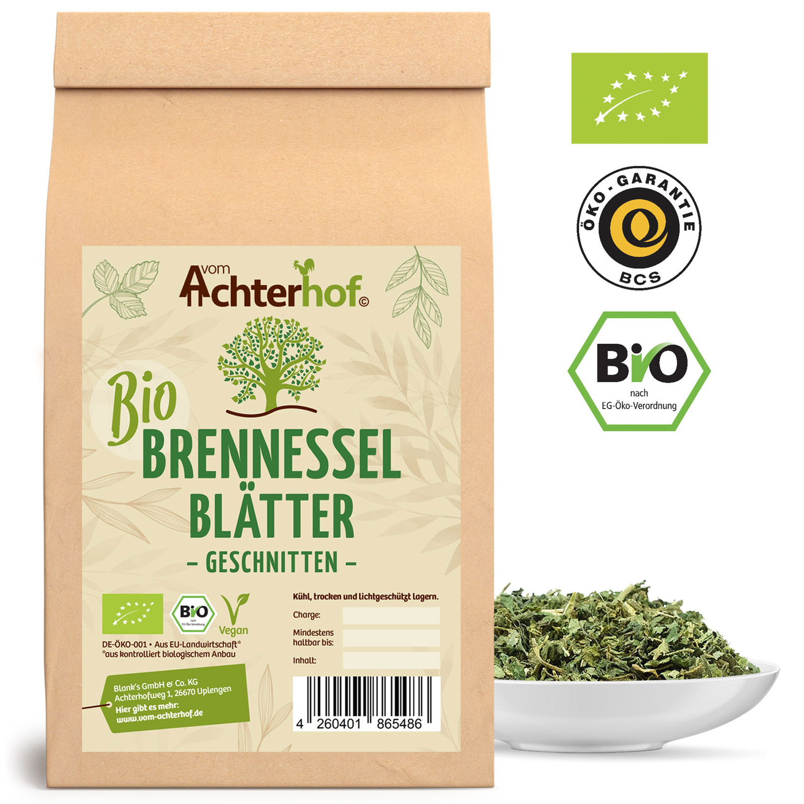 Brennesseltee BIO 500g lose Brennesselblätter-Tee Brennnessel-Tee getrocknet