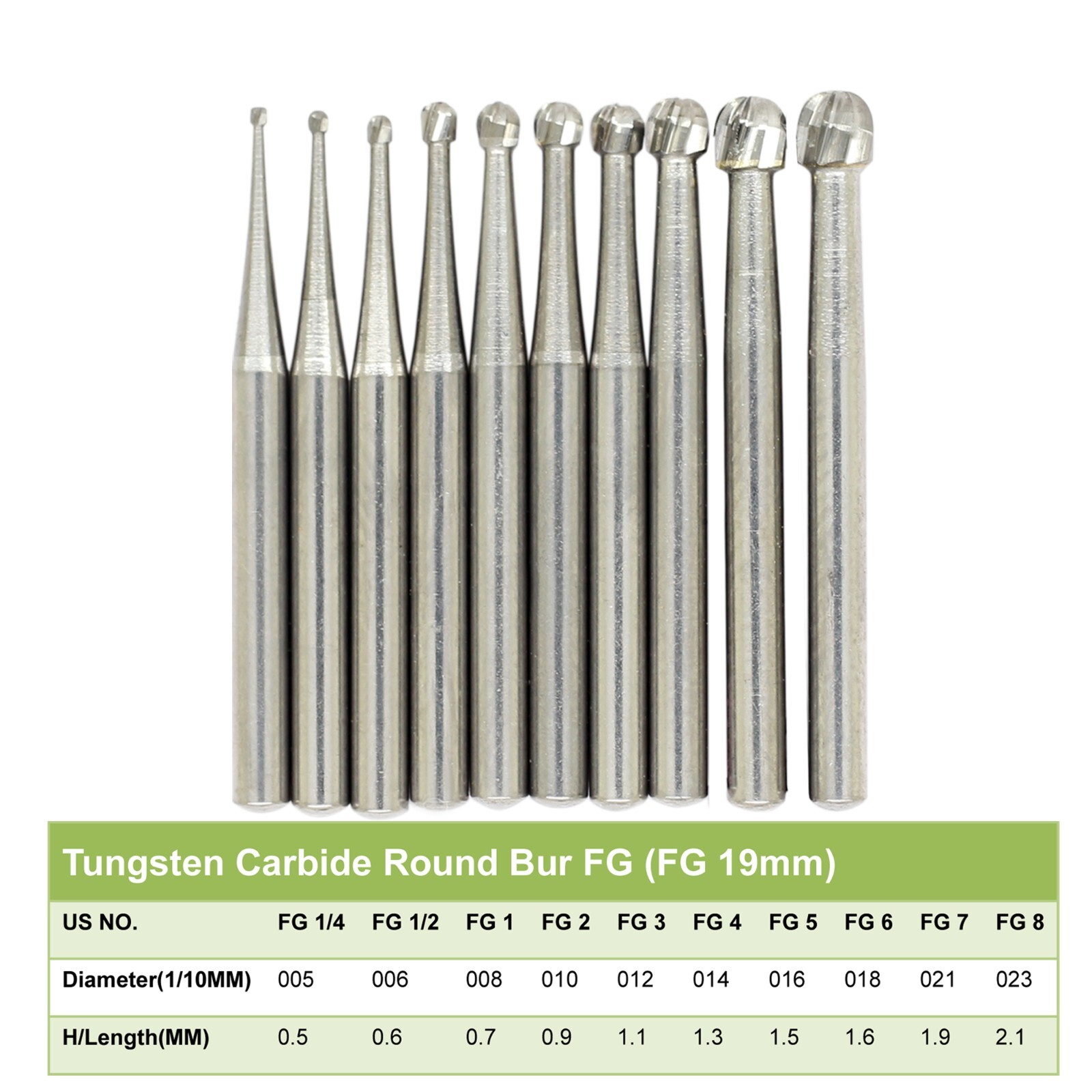 Wave Dental Carbide Bur Round Ball High Speed Friction Grip FG #1/4 1/2 2 4 6 8